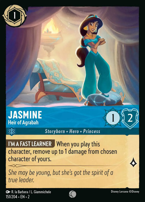 Jasmine - Heir of Agrabah 151/204 Common Rise of the Floodborn Disney Lorcana TCG - guardiangamingtcgs