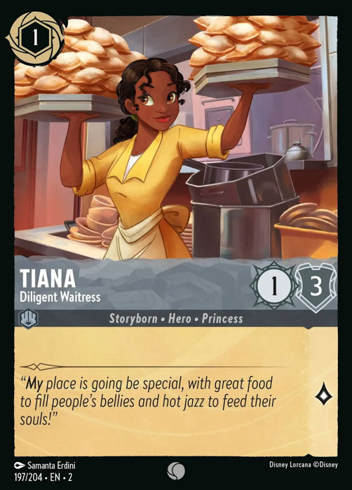 Tiana - Diligent Waitress 197/204 Common Rise of the Floodborn Disney Lorcana TCG - guardiangamingtcgs