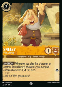 Sneezy - Very Allergic 22/204 Common Rise of the Floodborn Disney Lorcana TCG - guardiangamingtcgs