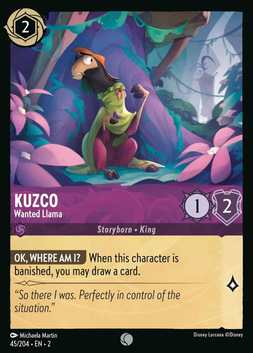 Kuzco - Wanted Llama 45/204 Common Rise of the Floodborn Disney Lorcana TCG - guardiangamingtcgs