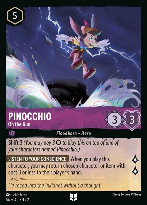 Pinocchio - On the Run 57/204 Uncommon Rise of the Floodborn Disney Lorcana TCG - guardiangamingtcgs