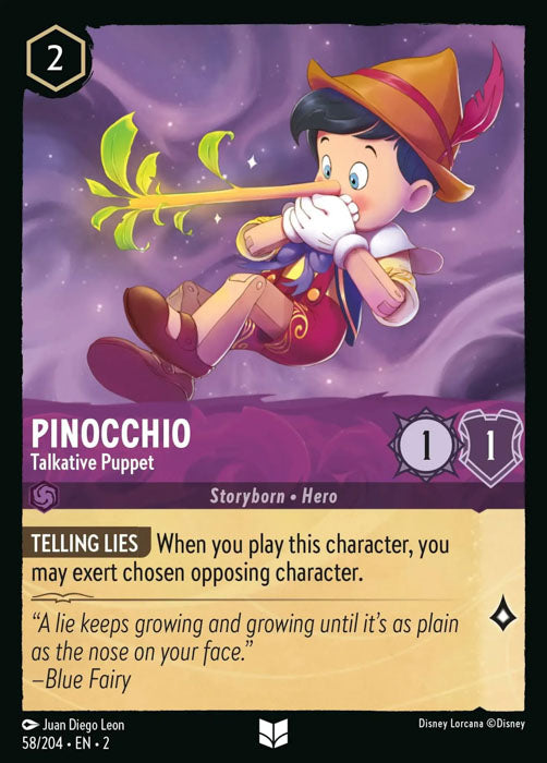 Pinocchio - Talkative Puppet 58/204 Uncommon Rise of the Floodborn Disney Lorcana TCG - guardiangamingtcgs