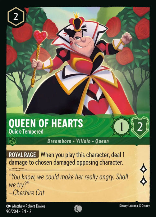 Queen of Hearts - Quick-Tempered 90/204 Common Rise of the Floodborn Disney Lorcana TCG - guardiangamingtcgs