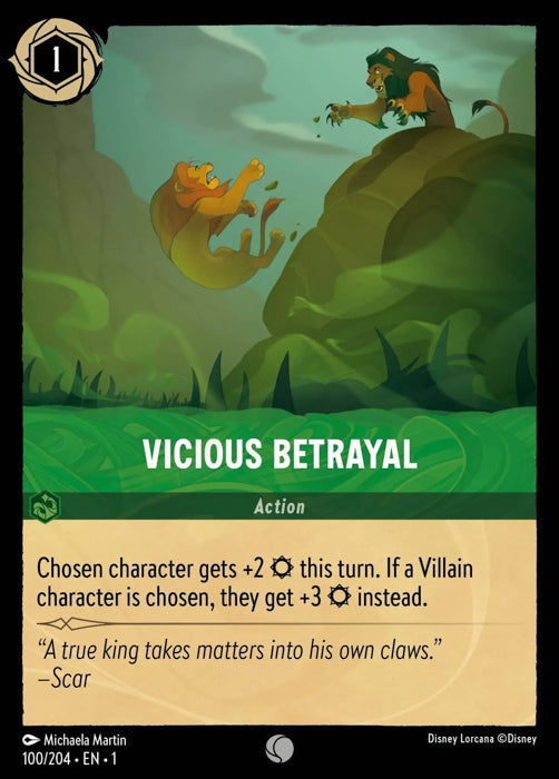 Vicious Betrayal 100/204 Common The First Chapter Disney Lorcana TCG - guardiangamingtcgs