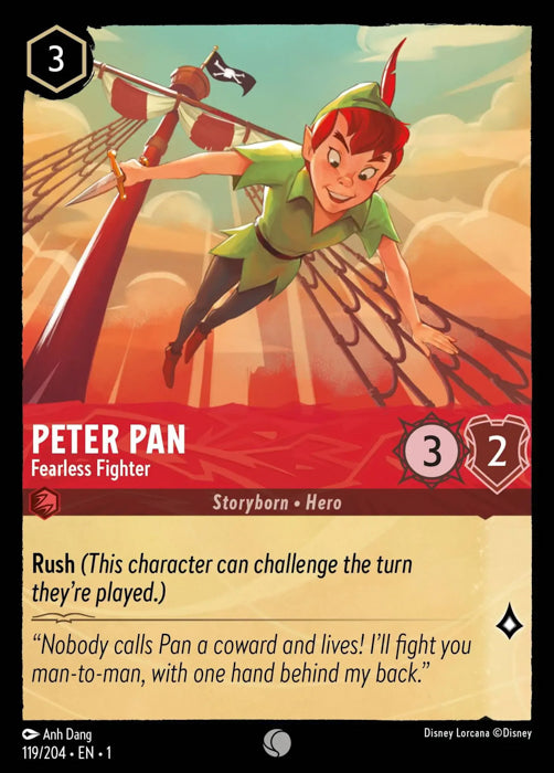 Peter Pan - Fearless Fighter 119/204 Common The First Chapter Disney Lorcana TCG - guardiangamingtcgs