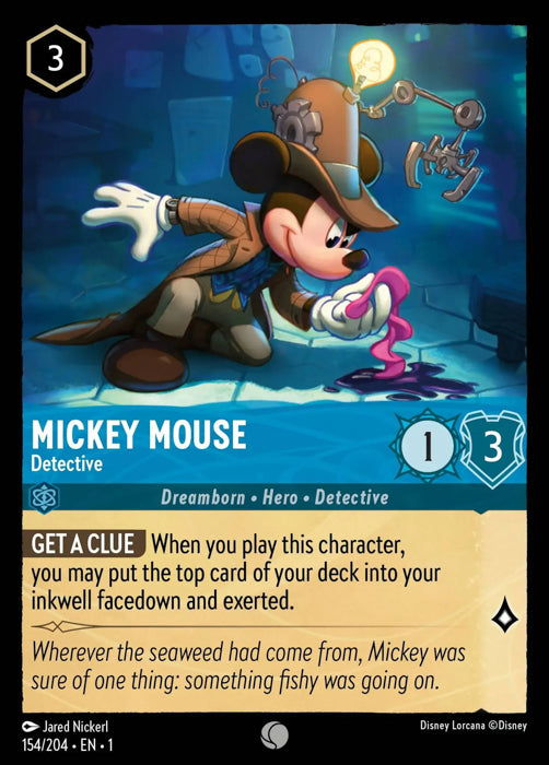 Mickey Mouse - Detective 154/204 Common The First Chapter Disney Lorcana TCG - guardiangamingtcgs