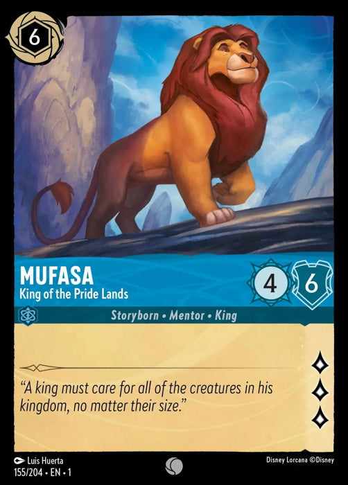 Mufasa - King of the Pride Lands 155/204 Common The First Chapter Disney Lorcana TCG - guardiangamingtcgs