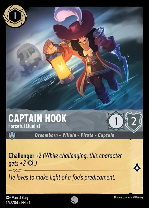 Captain Hook - Forceful Duelist 174/204 Common The First Chapter Disney Lorcana TCG - guardiangamingtcgs