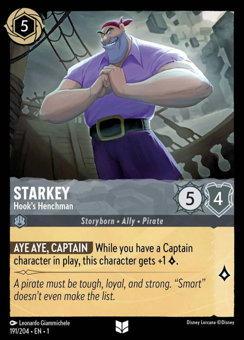 Starkey - Hook's Henchman 191/204 Uncommon The First Chapter Disney Lorcana TCG - guardiangamingtcgs