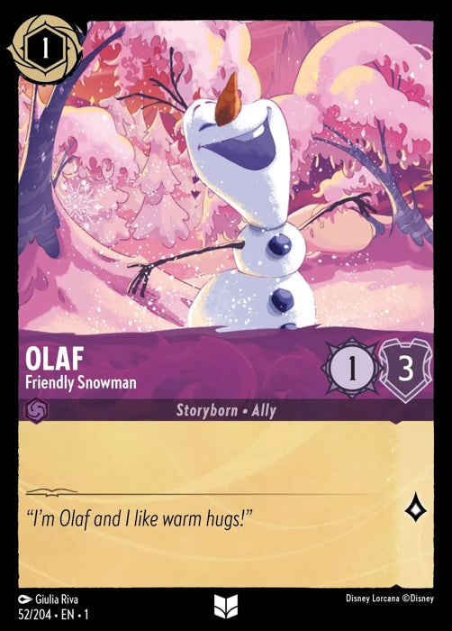 Olaf - Friendly Snowman 52/204 Uncommon The First Chapter Disney Lorcana TCG - guardiangamingtcgs