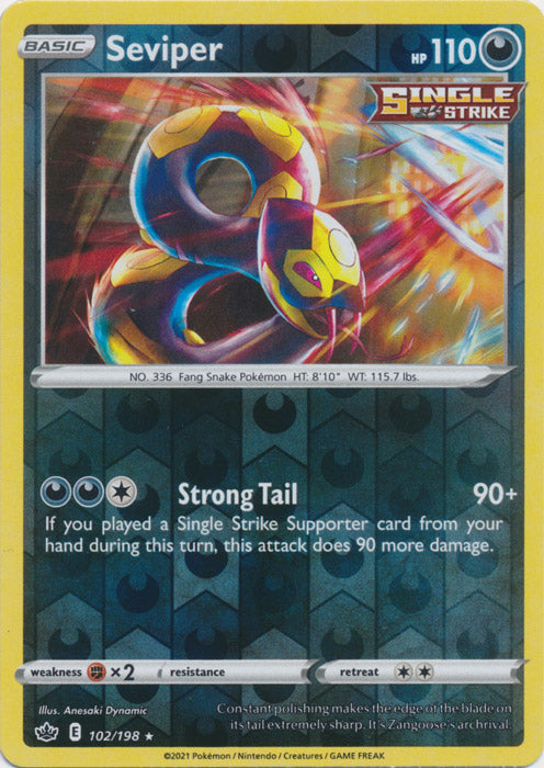 Reverse Holo  Seviper 102/198 Rare Chilling Reign - guardiangamingtcgs