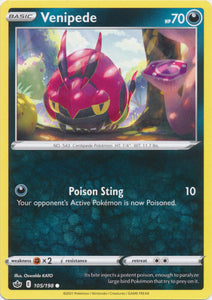 Venipede 105/198 Common Chilling Reign Pokemon TCG - guardiangamingtcgs