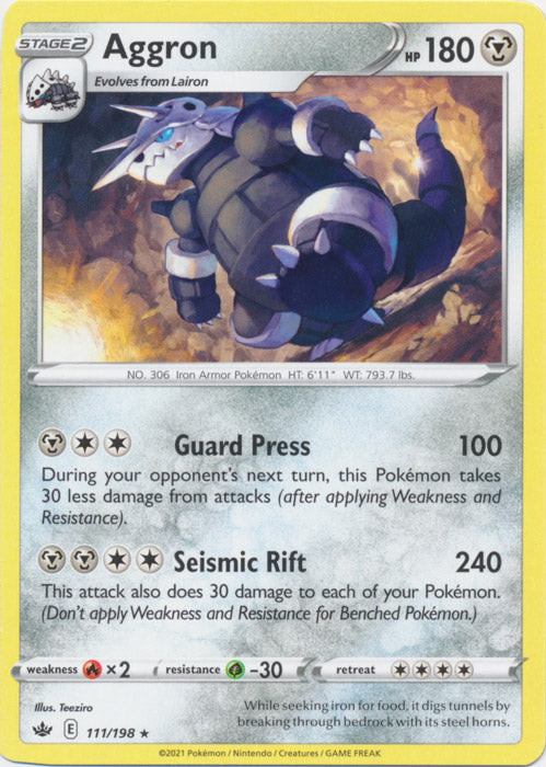 Aggron 111/198 Rare Chilling Reign Pokemon TCG - guardiangamingtcgs