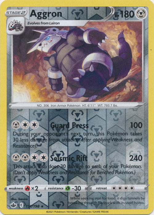 Reverse Holo Aggron 111/198 Rare Chilling Reign Pokemon TCG - guardiangamingtcgs