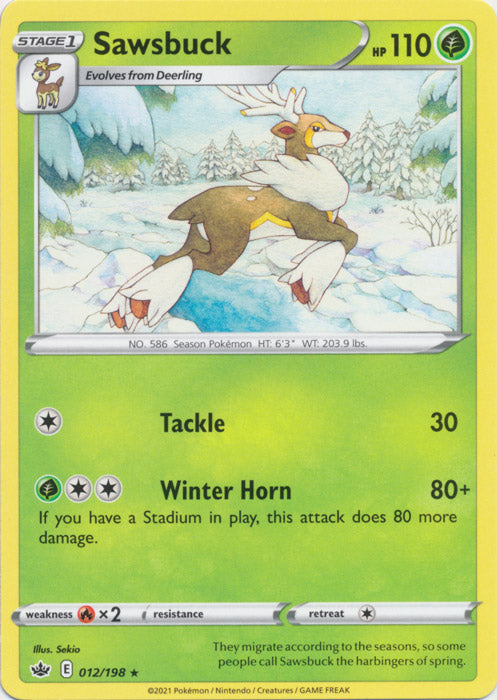 Sawsbuck 012/198 Rare Chilling Reign Pokemon TCG - guardiangamingtcgs