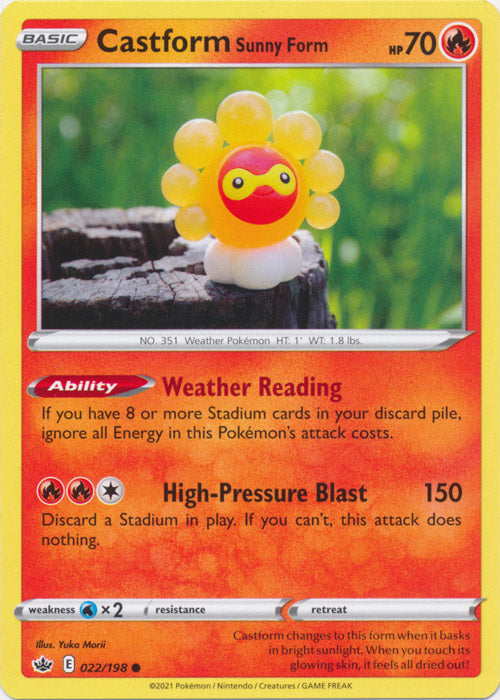 Castform Sunny Form 022/198 Common Chilling Reign Pokemon TCG - guardiangamingtcgs
