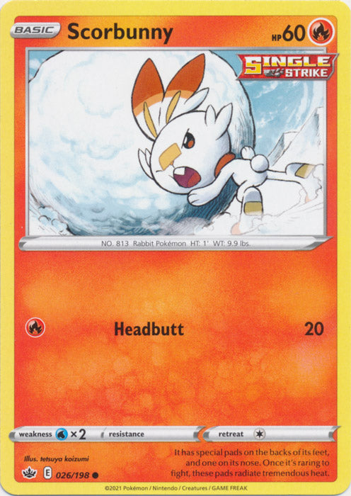 Scorbunny 026/198 Common Chilling Reign Pokemon TCG - guardiangamingtcgs