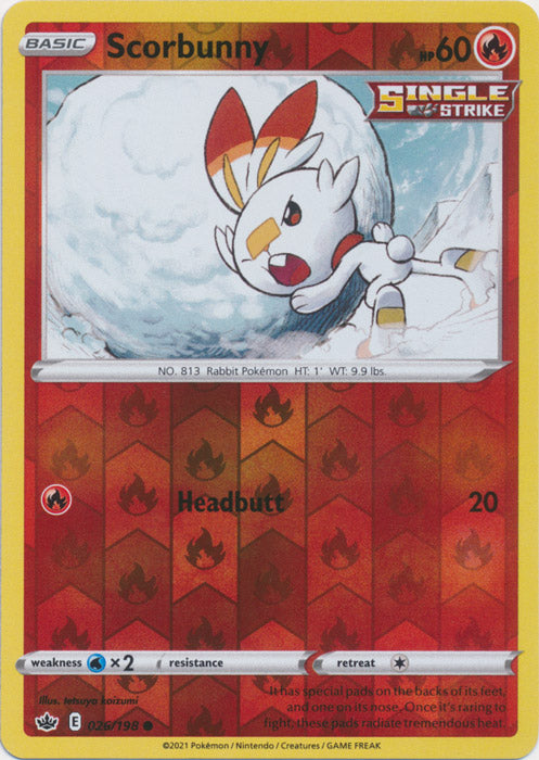 Reverse Holo  Scorbunny 026/198 Common Chilling Reign - guardiangamingtcgs