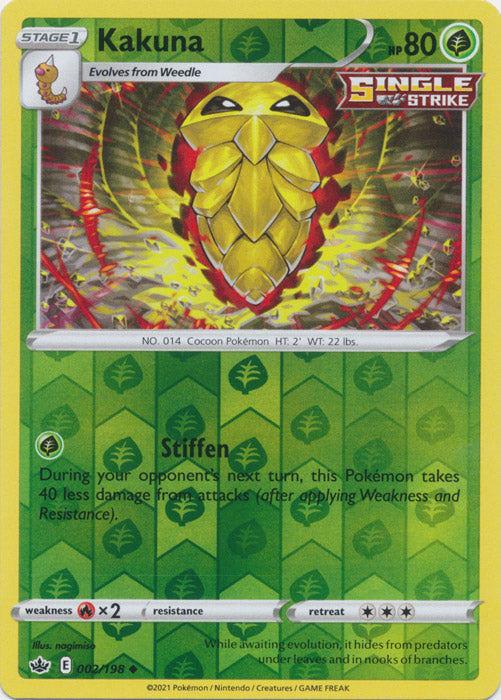 Reverse Holo Kakuna 002/198 Uncommon Chilling Reign Pokemon TCG - guardiangamingtcgs