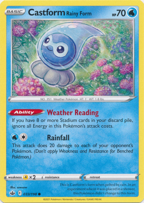 Castform Rainy Form 033/198 Common Chilling Reign Pokemon TCG - guardiangamingtcgs