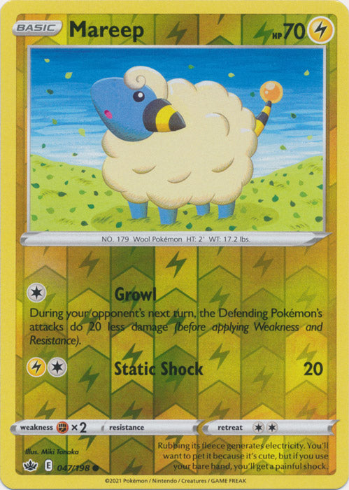 Reverse Holo  Mareep 047/198 Common Chilling Reign - guardiangamingtcgs