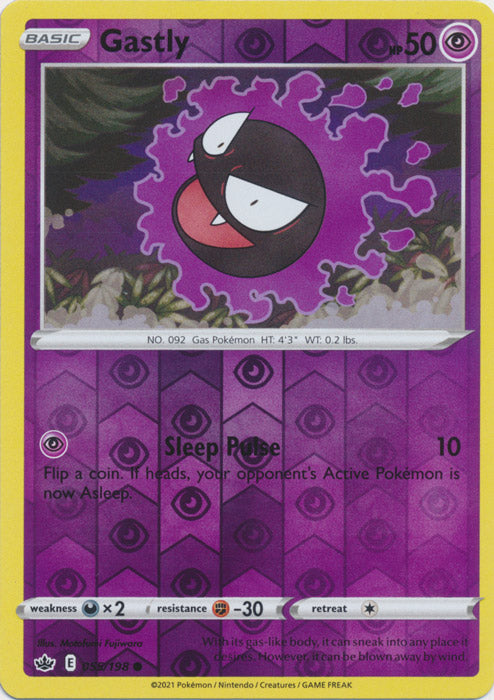 Reverse Holo  Gastly 055/198 Common Chilling Reign - guardiangamingtcgs