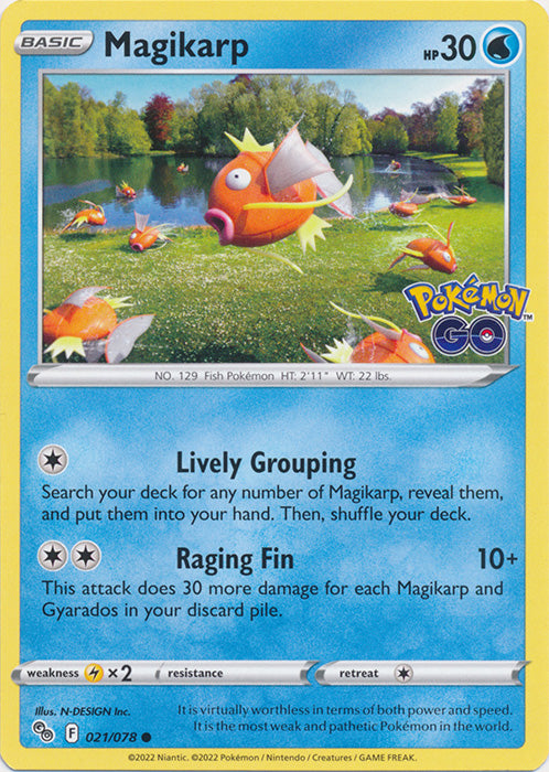 Magikarp 021/078 Common Pokemon GO Pokemon TCG - guardiangamingtcgs