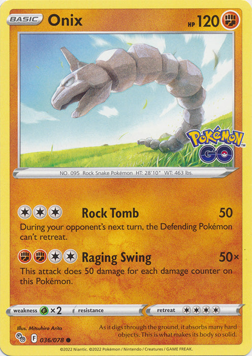 Onix 036/078 Common Pokemon GO Pokemon TCG - guardiangamingtcgs