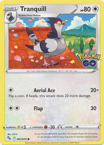 Tranquill 062/078 Common Pokemon GO Pokemon TCG - guardiangamingtcgs