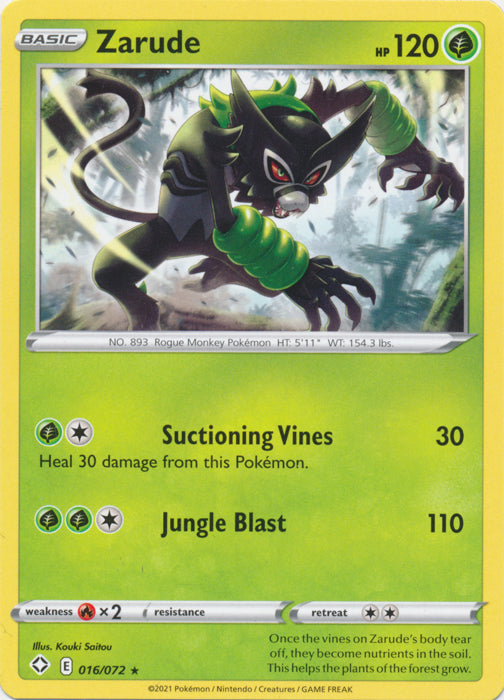 Zarude 016/072 Rare Shining Fates Pokemon TCG - guardiangamingtcgs