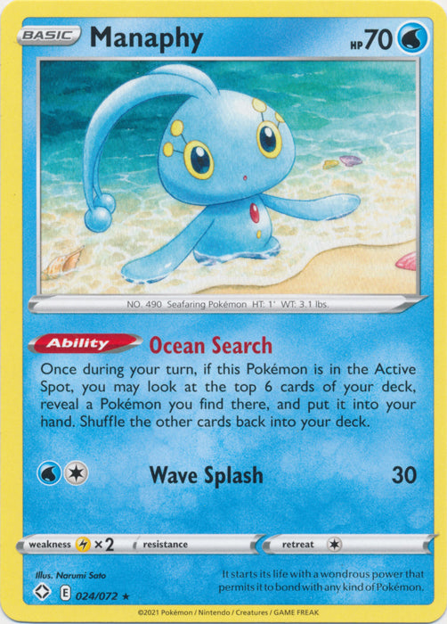 Manaphy 024/072 Rare Shining Fates Pokemon TCG - guardiangamingtcgs