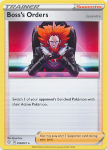 Boss's Orders 058/072 Rare Shining Fates Pokemon TCG - guardiangamingtcgs