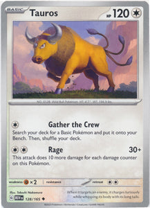 Tauros 128/165 Uncommon Scarlet and Violet 151 Pokemon TCG - guardiangamingtcgs