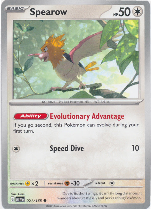 Spearow 021/165 Common Scarlet and Violet 151 Pokemon TCG - guardiangamingtcgs