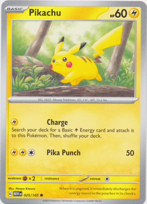 Pikachu -  025/165 Common Scarlet and Violet 151 Pokemon TCG - guardiangamingtcgs