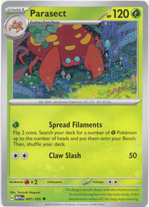 Parasect 047/165 Uncommon Scarlet and Violet 151 Pokemon TCG - guardiangamingtcgs