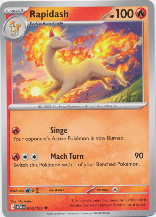 Rapidash 078/165 Uncommon Scarlet and Violet 151 Pokemon TCG - guardiangamingtcgs