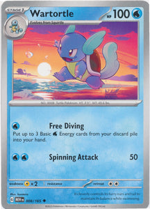 Wartortle -  008/165 Uncommon Scarlet and Violet 151 Pokemon TCG - guardiangamingtcgs