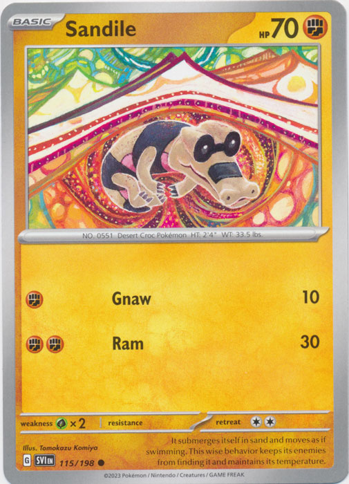 Sandile -  115/198 Common Scarlet & Violet Base Set Pokemon TCG - guardiangamingtcgs