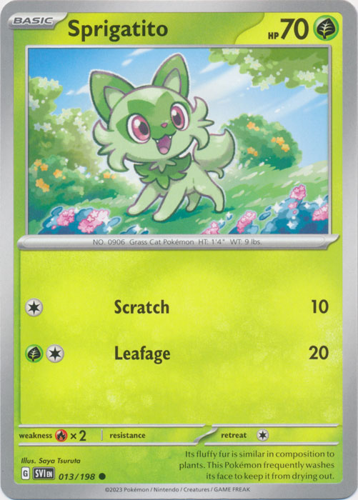 Sprigatito 013/198 Common Scarlet & Violet Base Set Pokemon TCG - guardiangamingtcgs