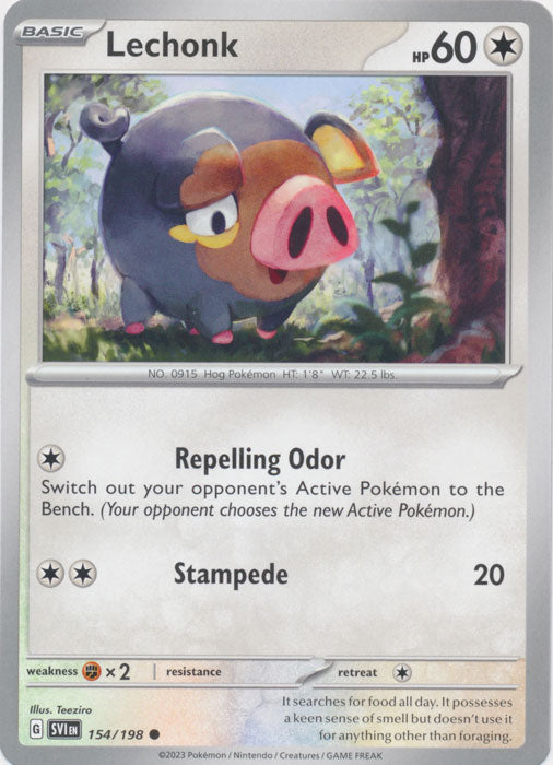 Lechonk -  154/198 Common Scarlet & Violet Base Set Pokemon TCG - guardiangamingtcgs