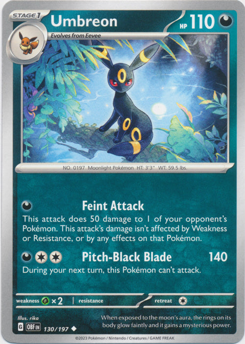 Umbreon 130/197 Uncommon Obsidian Flames Pokemon TCG - guardiangamingtcgs