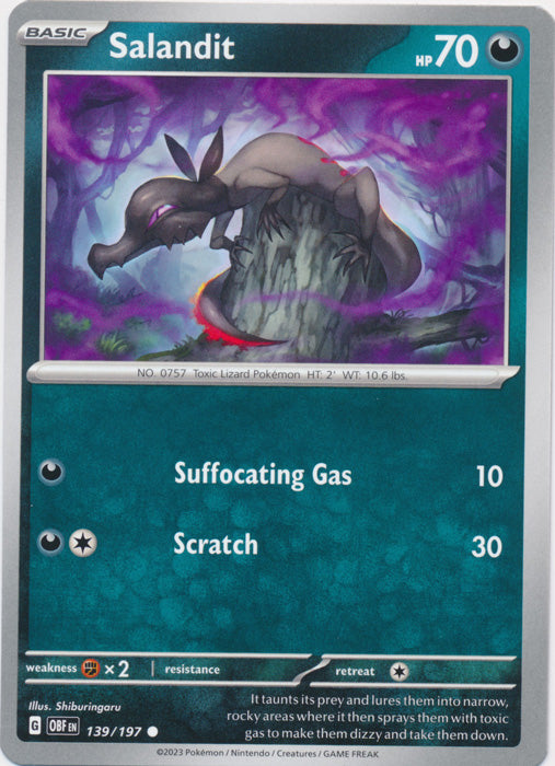 Salandit 139/197 Common Obsidian Flames Pokemon TCG - guardiangamingtcgs