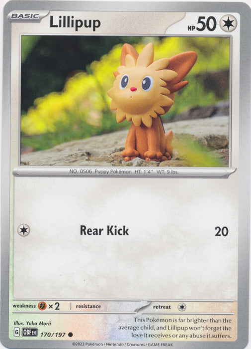 Lillipup 170/197 Common Obsidian Flames Pokemon TCG - guardiangamingtcgs