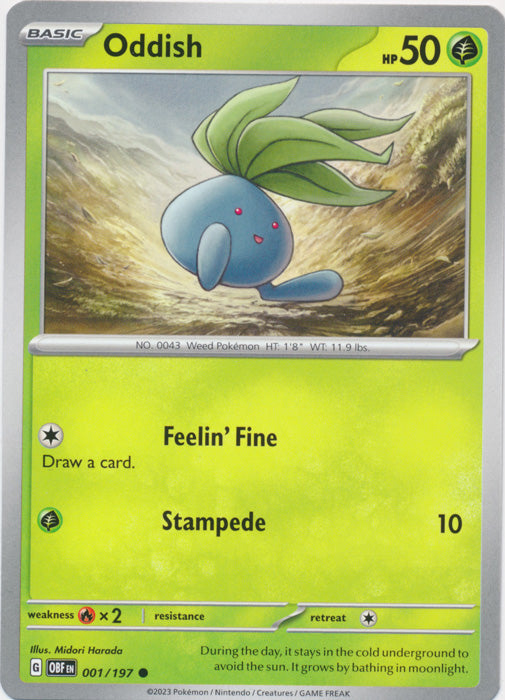 Oddish 001/197 Common Obsidian Flames Pokemon TCG - guardiangamingtcgs