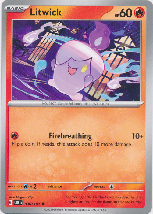 Litwick 036/197 Common Obsidian Flames Pokemon TCG - guardiangamingtcgs