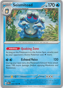 Seismitoad 052/197 Uncommon Obsidian Flames Pokemon TCG - guardiangamingtcgs