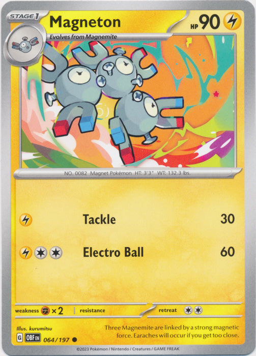 Magneton 064/197 Common Obsidian Flames Pokemon TCG - guardiangamingtcgs