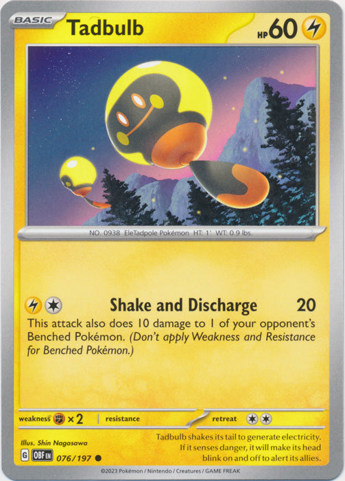 Tadbulb  076/197 Common Obsidian Flames Pokemon TCG - guardiangamingtcgs