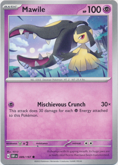 Mawile -  089/197 Common Obsidian Flames Pokemon TCG - guardiangamingtcgs